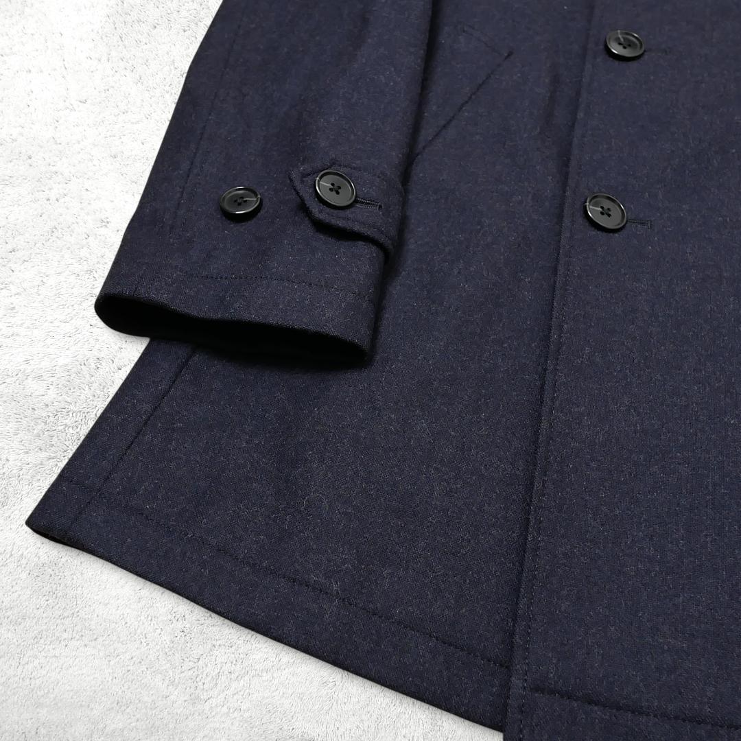 美品【バーニーズニューヨーク】XL ダブルコート ネイビー ウールPコート