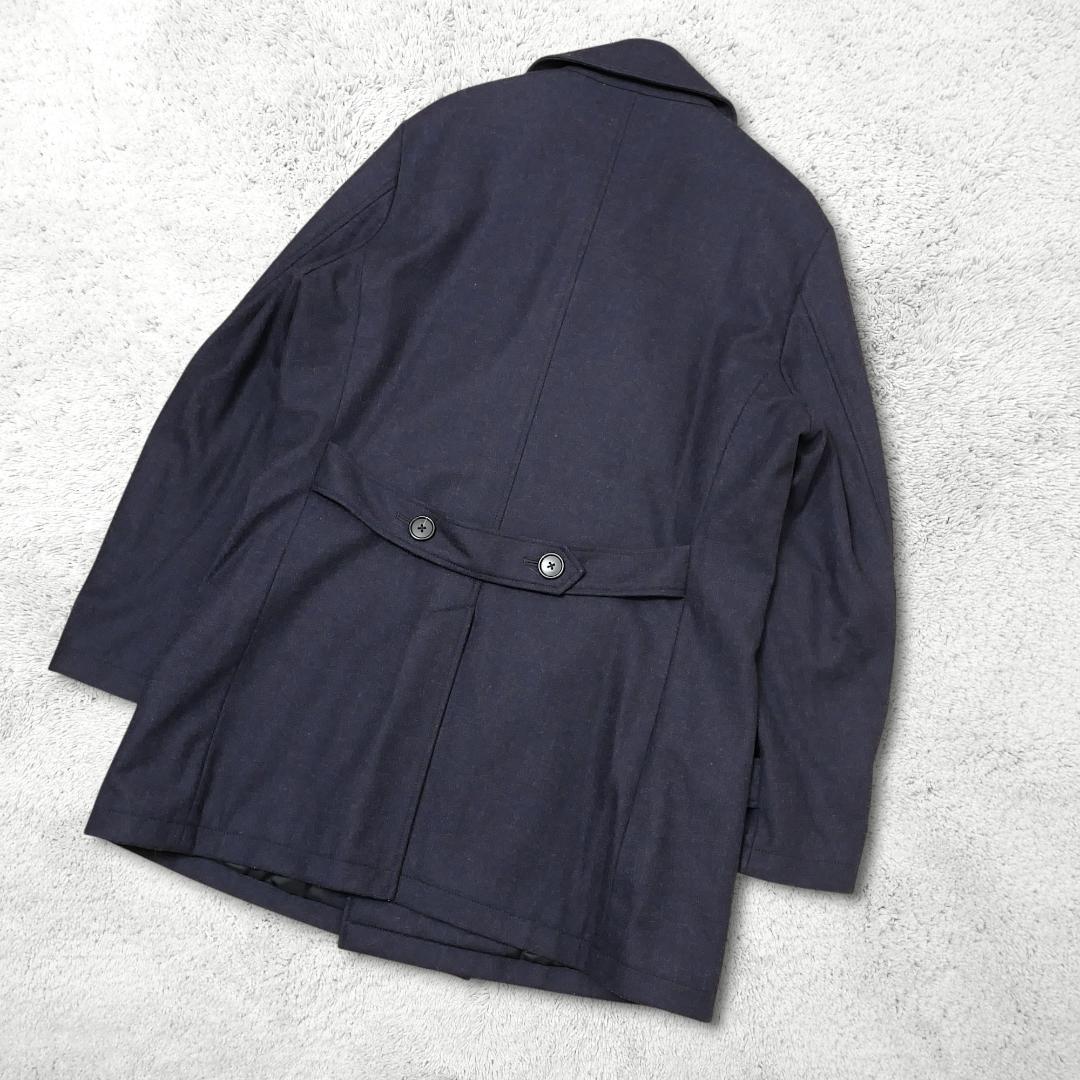 美品【バーニーズニューヨーク】XL ダブルコート ネイビー ウールPコート