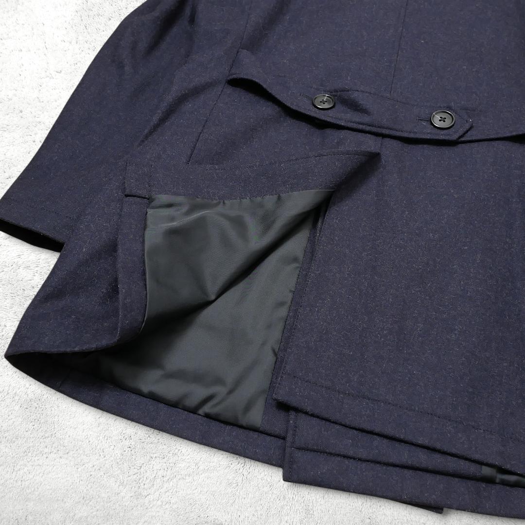 美品【バーニーズニューヨーク】XL ダブルコート ネイビー ウールPコート