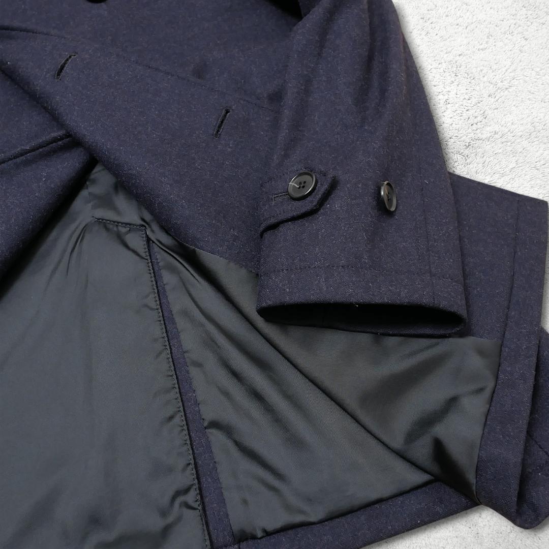 美品【バーニーズニューヨーク】XL ダブルコート ネイビー ウールPコート