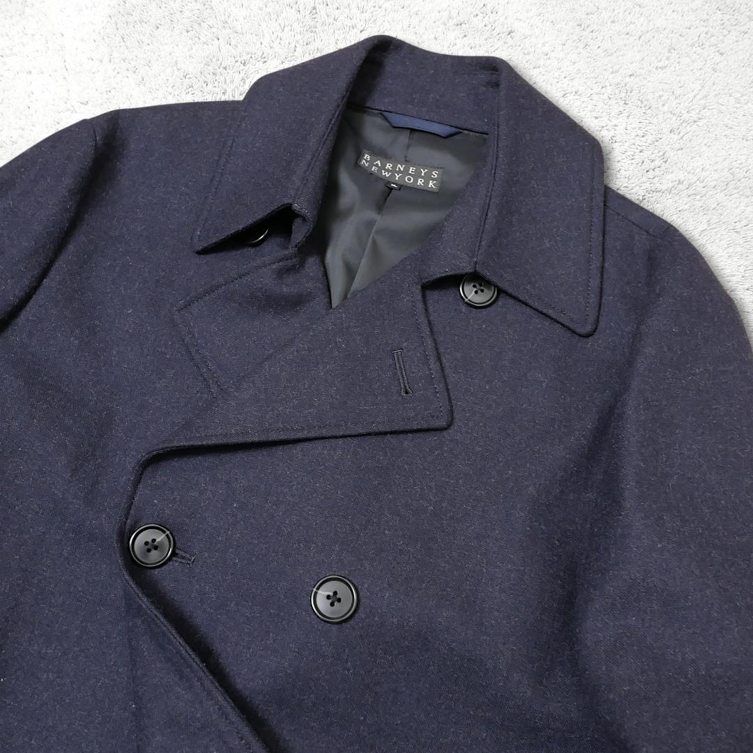 美品【バーニーズニューヨーク】XL ダブルコート ネイビー ウールPコート