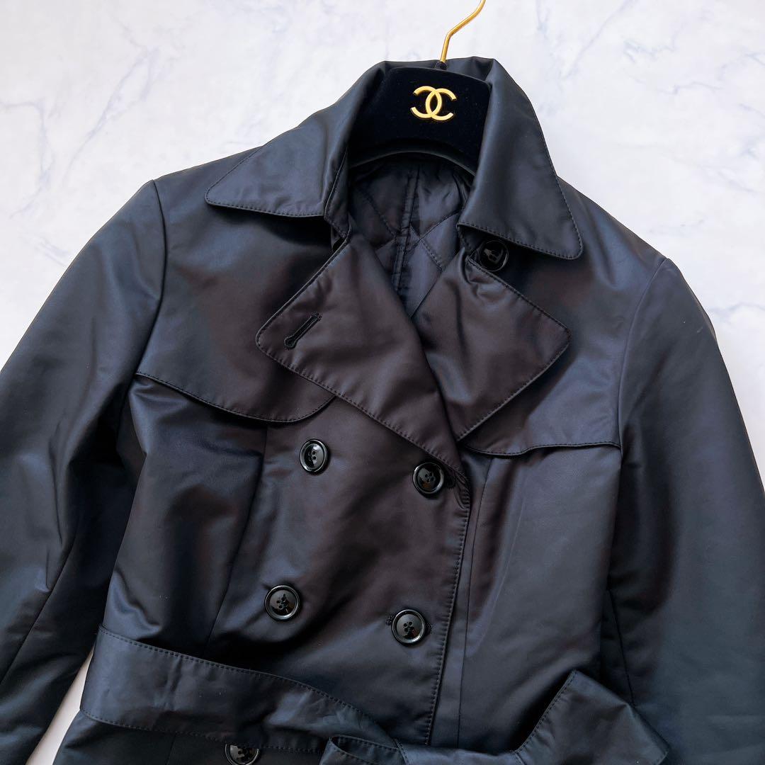 【良品】アナイ ANAYI トレンチコート 黒　36 中綿　ベルト付　ダブル