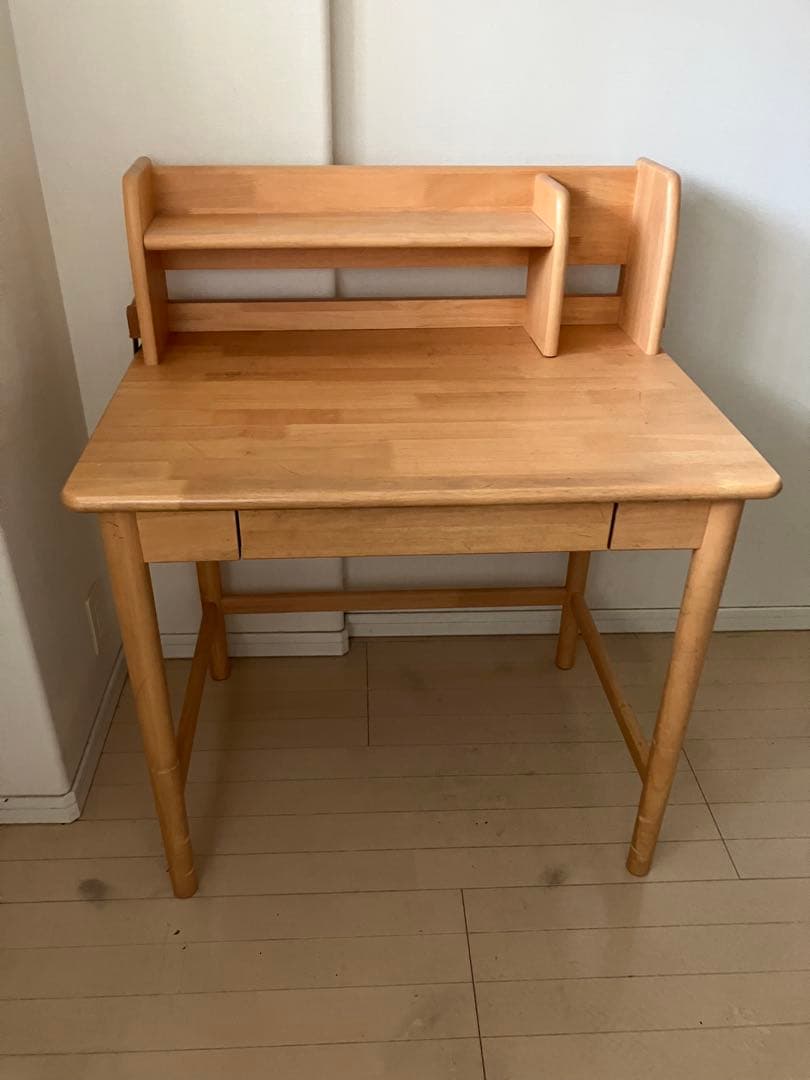 ナチュラルウッドデスク 上棚付き