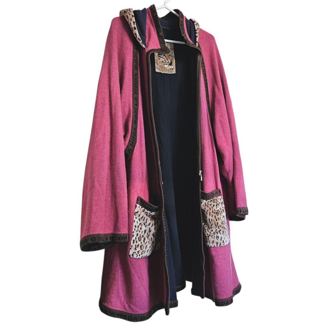 サ*ラ様 レア★伊太利屋　アニマル柄フェイクファーコート　ビジューファスナー　ピ