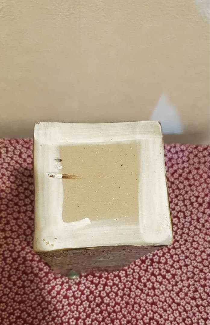 ②宮城三成 緑釉薬 角大壺 魚紋 蟹紋 烏賊紋 蛸紋