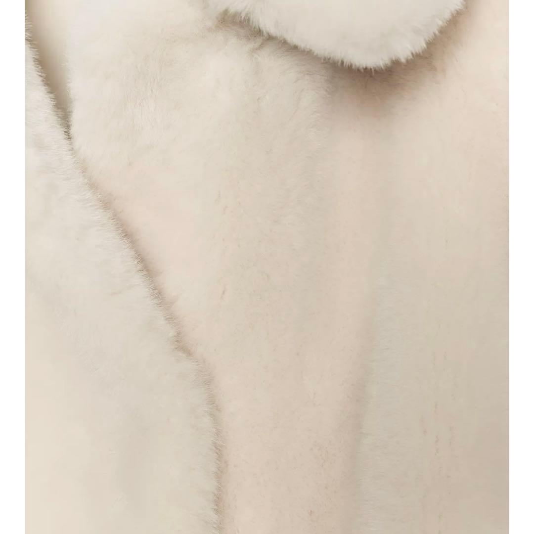 Zara ZW COLLECTION フェイクファーコート ベルト付 エクリュ