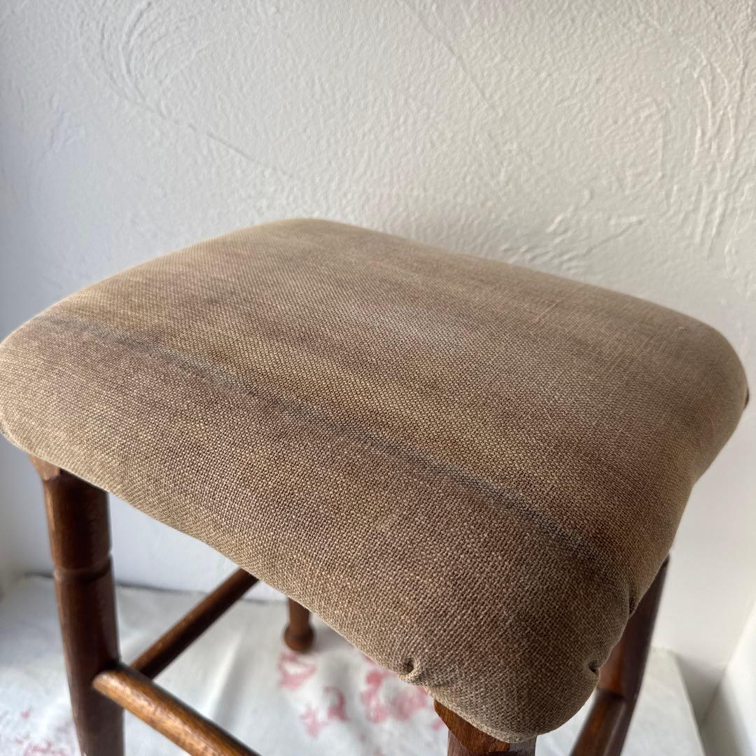 【お値下げ】アンティーク布張りスツール　アンティークスツール　古道具　フランス