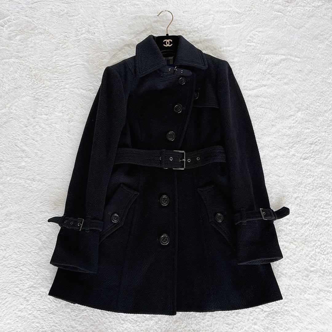 クリーニングタグ付き✨【バーバリーブルーレーベル】アンゴラウールコート 40 黒