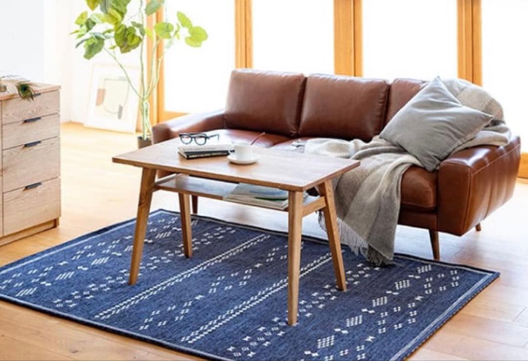 【8/9まで掲載】unico ナチュラルウッド 木製テーブル 下部棚付き