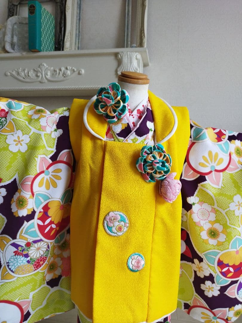 専用です☆ブランド☆ぷちぷり☆濃い紫着物、被布フルセット