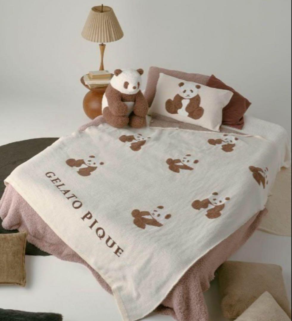 【新品】ジェラートピケ　パンダジャガードマルチカバー