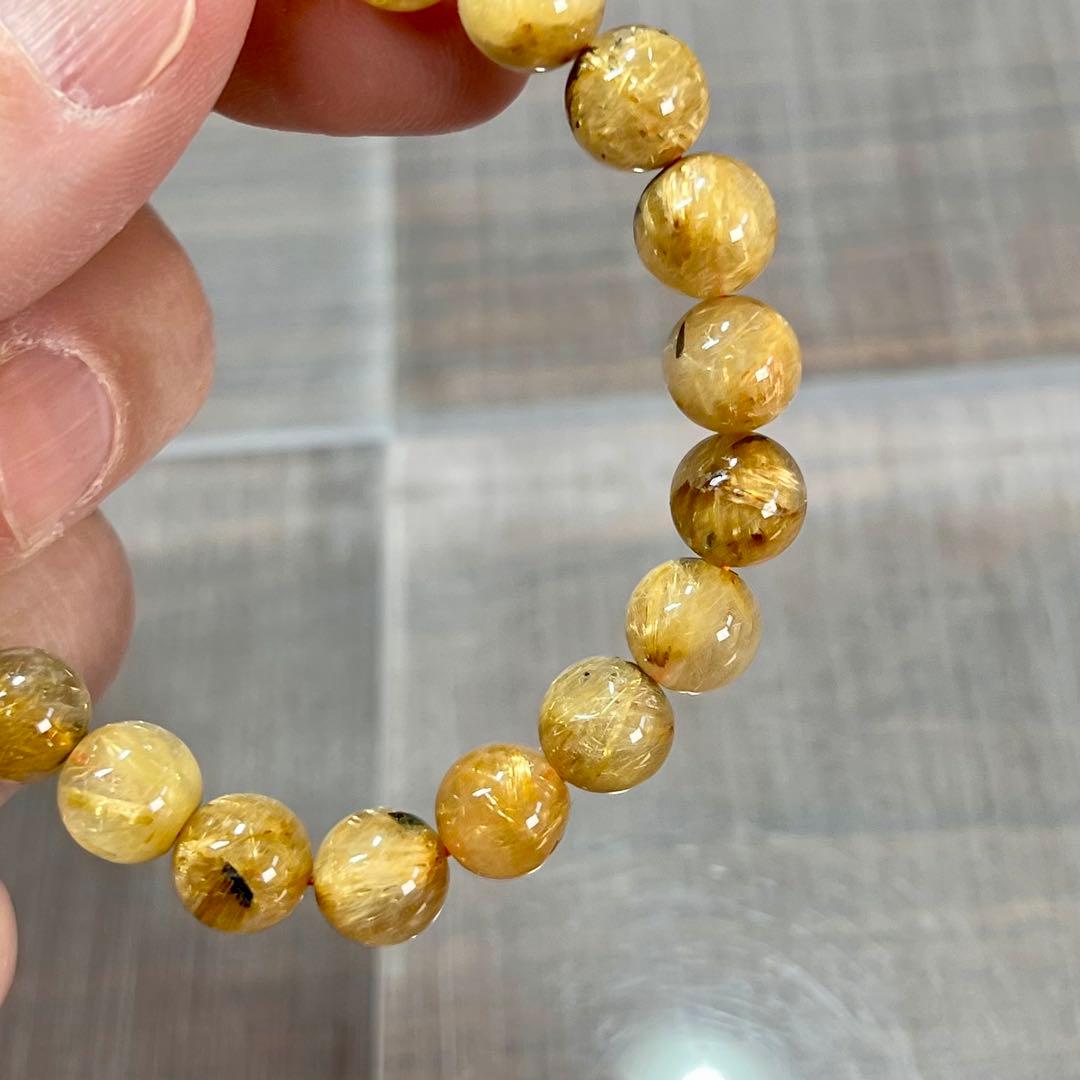 金運強　太陽放射ルチルブレスレット　ヘマタイト　ルチルクォーツ　2-12