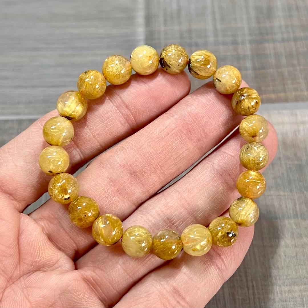 金運強　太陽放射ルチルブレスレット　ヘマタイト　ルチルクォーツ　2-12