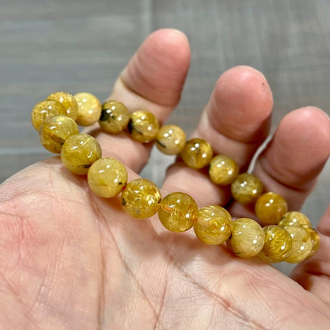 金運強　太陽放射ルチルブレスレット　ヘマタイト　ルチルクォーツ　2-12