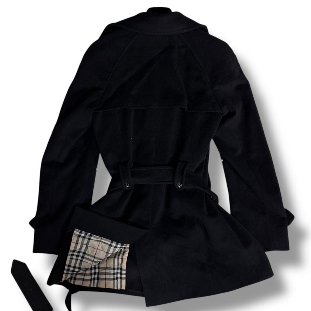 美品 バーバリーロンドン アンゴラ混 ノバチェック フレア トレンチコート