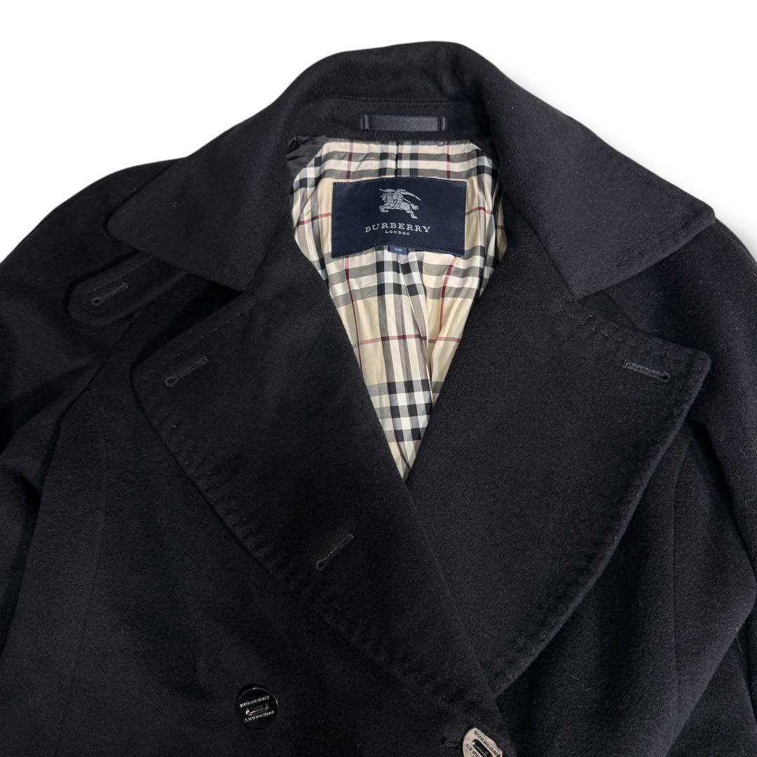 美品 バーバリーロンドン アンゴラ混 ノバチェック フレア トレンチコート