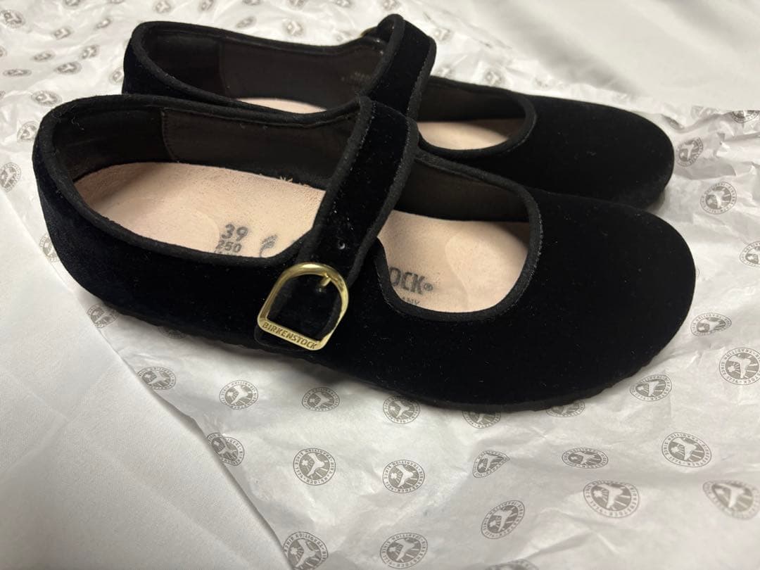 ビルケンシュトック サンタクラリタ ベルベット黒25cm(39)メリージェーン