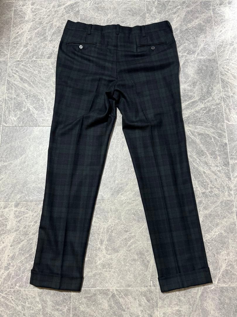 AMBROSI アンブロージ ウール スラックス パンツ チェック 総柄 XL
