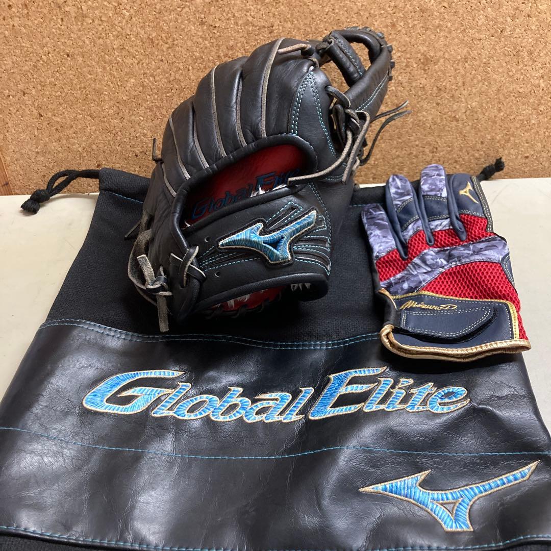 Global Elite 軟式グローブ 専用バッグ ミズノプロ守備手袋付き