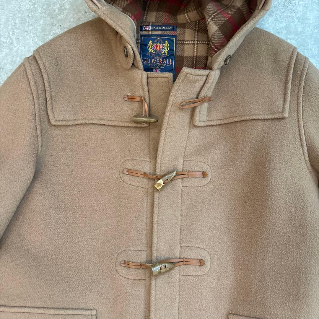 美品 グローバーオール ダッフルコート 英国製 チェック ウール US 44