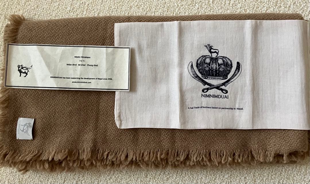 【ニムニムデュアイ】カシミアウール キャメル 大判ストール