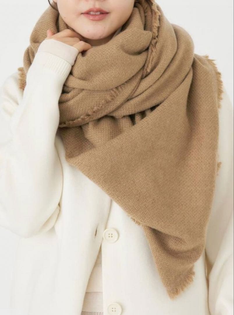 【ニムニムデュアイ】カシミアウール キャメル 大判ストール