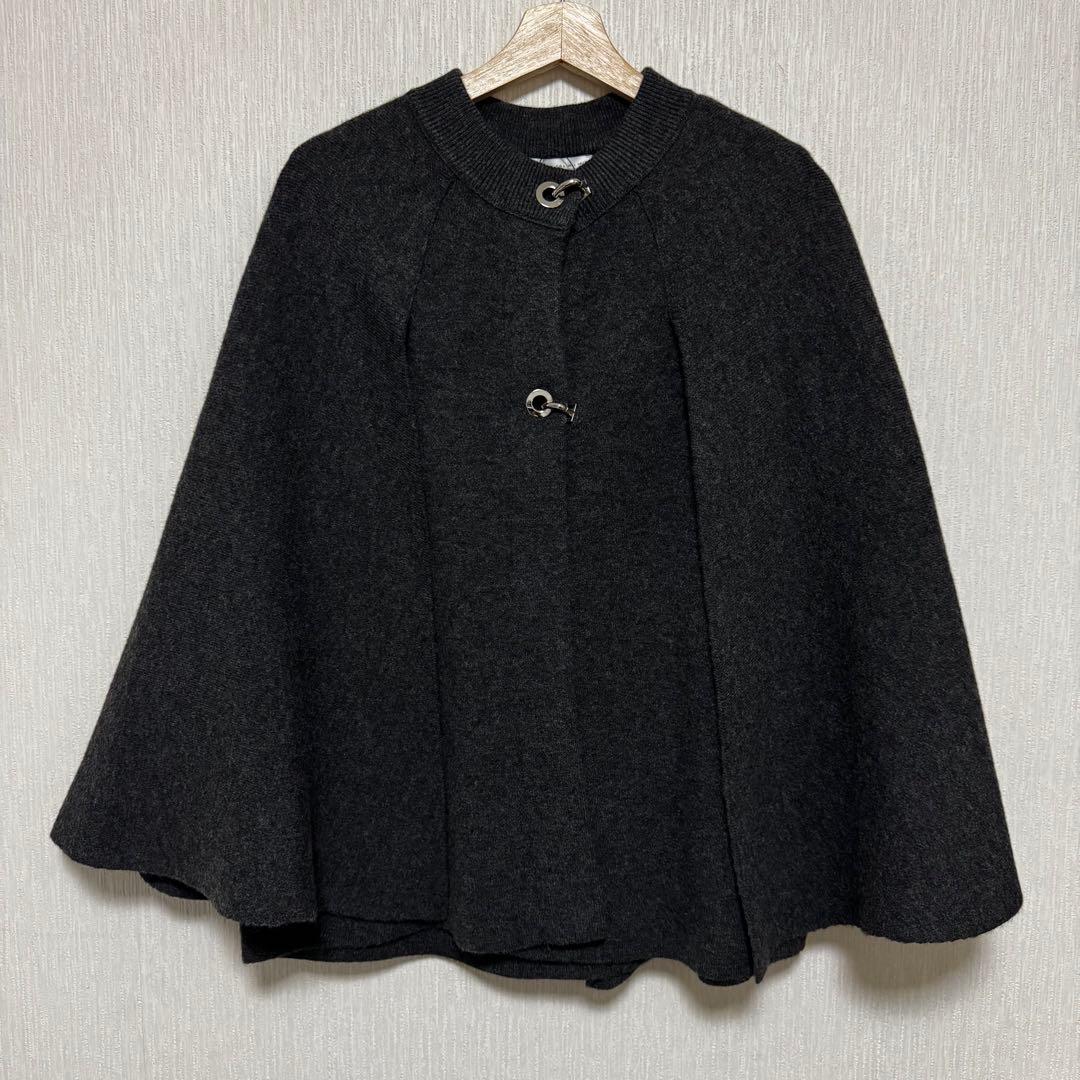 【新品タグ付き】ZARA ニットケープコート グレー Lサイズ