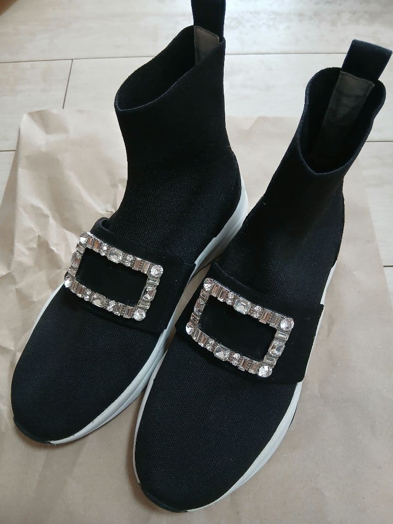 ダイアナ　ビジュー付　スニーカーブーツ　25.5　ニットソックス