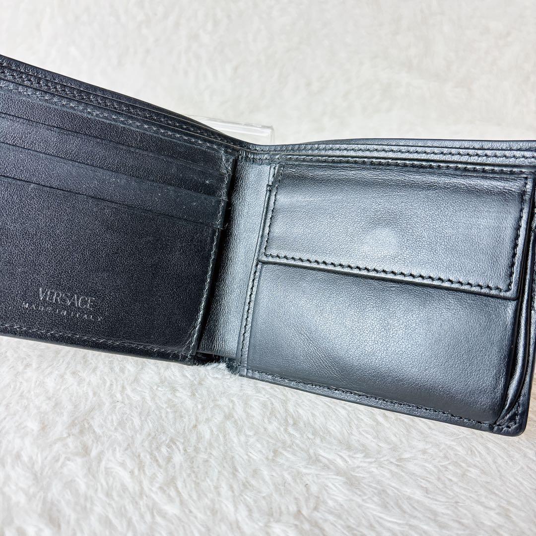 VERSACE ヴェルサーチ ビギー メデューサ 二つ折り財布 小銭入れ付き 黒