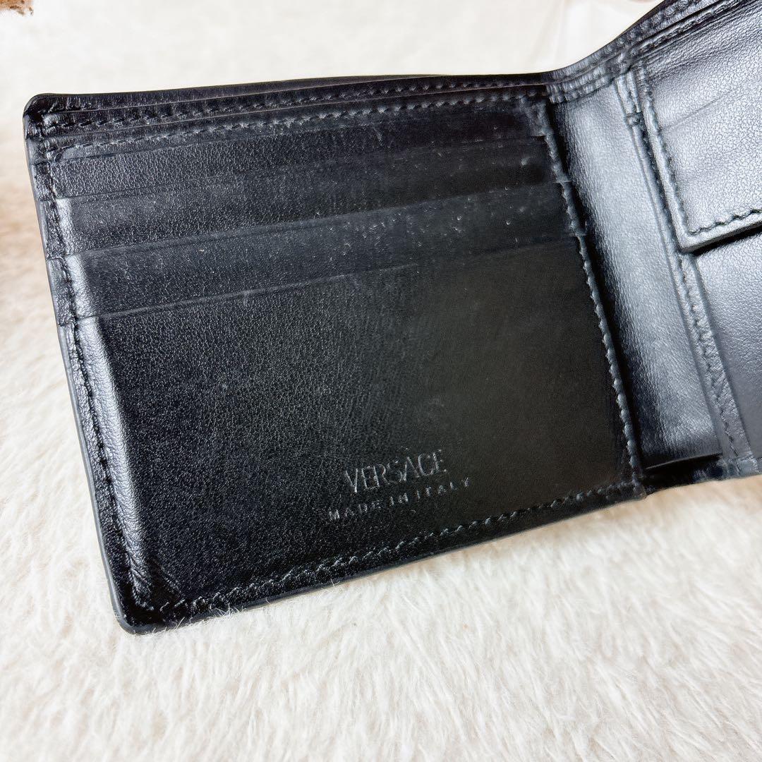 VERSACE ヴェルサーチ ビギー メデューサ 二つ折り財布 小銭入れ付き 黒