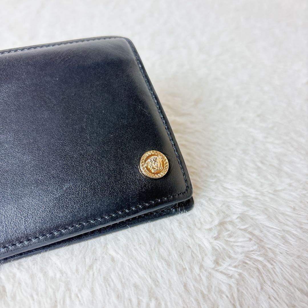 VERSACE ヴェルサーチ ビギー メデューサ 二つ折り財布 小銭入れ付き 黒