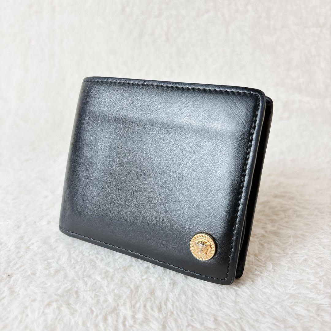 VERSACE ヴェルサーチ ビギー メデューサ 二つ折り財布 小銭入れ付き 黒