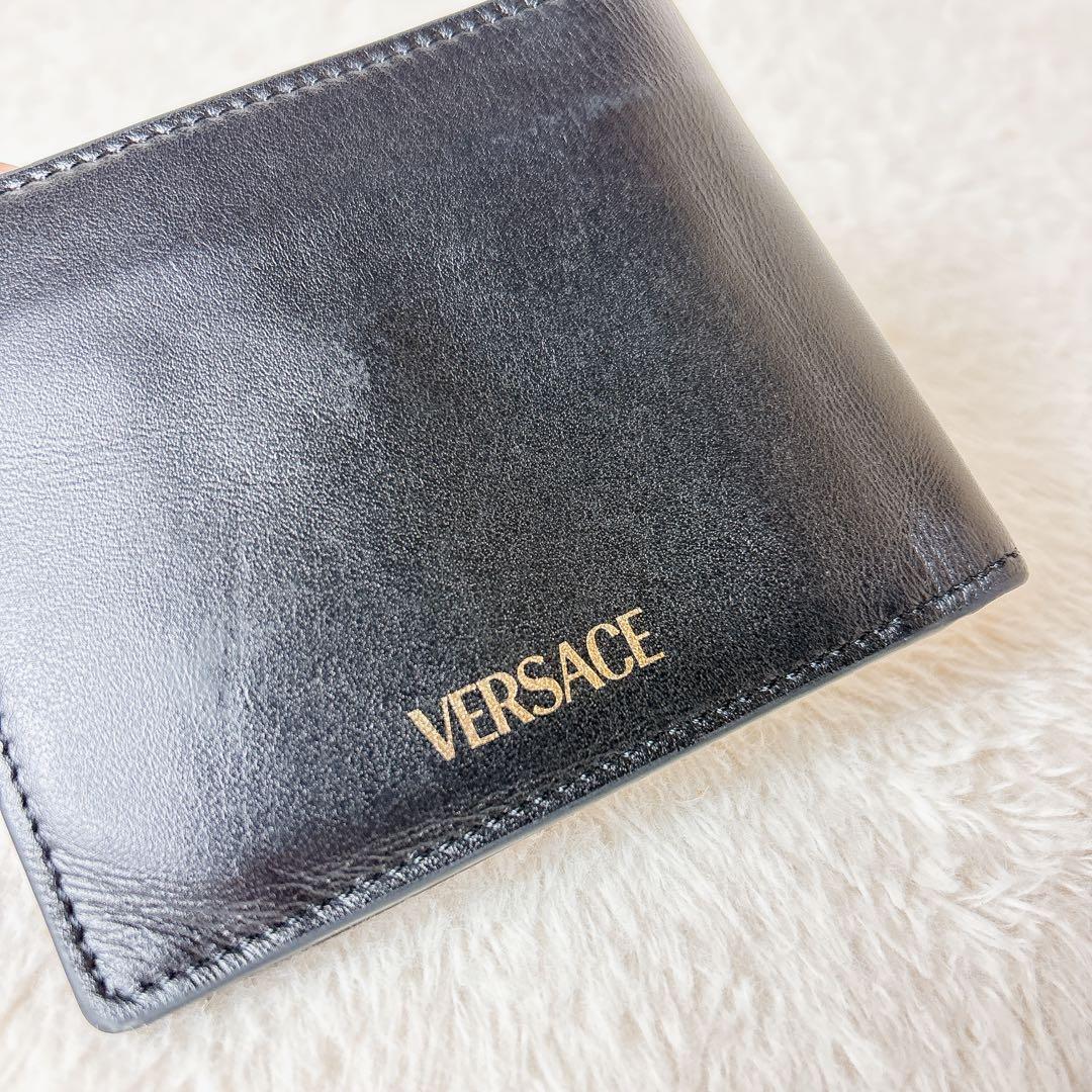 VERSACE ヴェルサーチ ビギー メデューサ 二つ折り財布 小銭入れ付き 黒