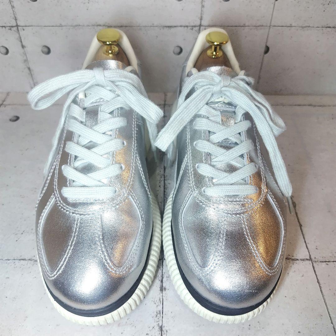 【美品】 オニツカタイガー レディース シルバー 厚底 レザー デレシティ