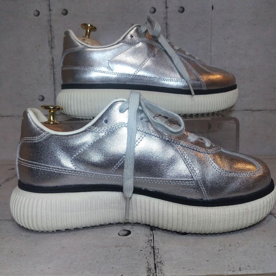 【美品】 オニツカタイガー レディース シルバー 厚底 レザー デレシティ