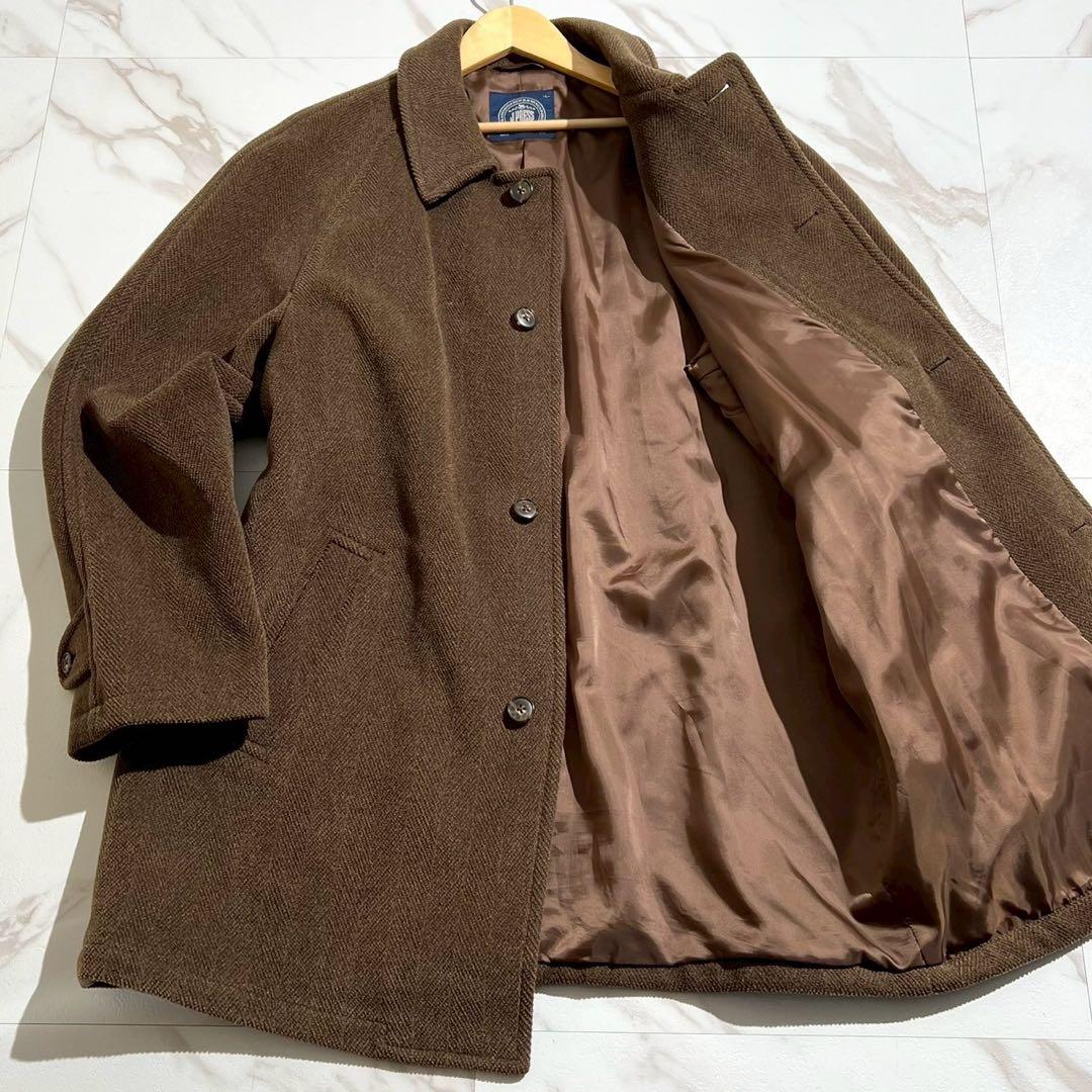 【美品✨】J.PRESS ヘリンボーン ステンカラーコート ブラウン L