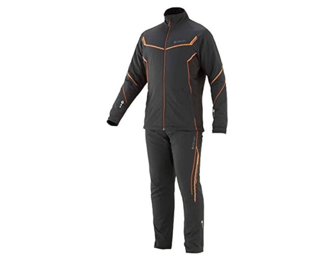 がまかつ　トレーニングウォームスーツ 上下セット ブラック/オレンジ　L