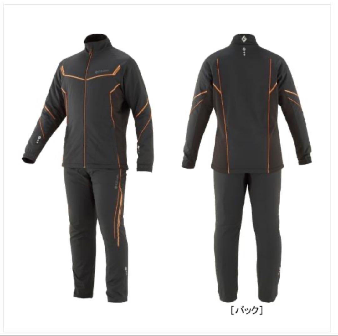 がまかつ　トレーニングウォームスーツ 上下セット ブラック/オレンジ　L