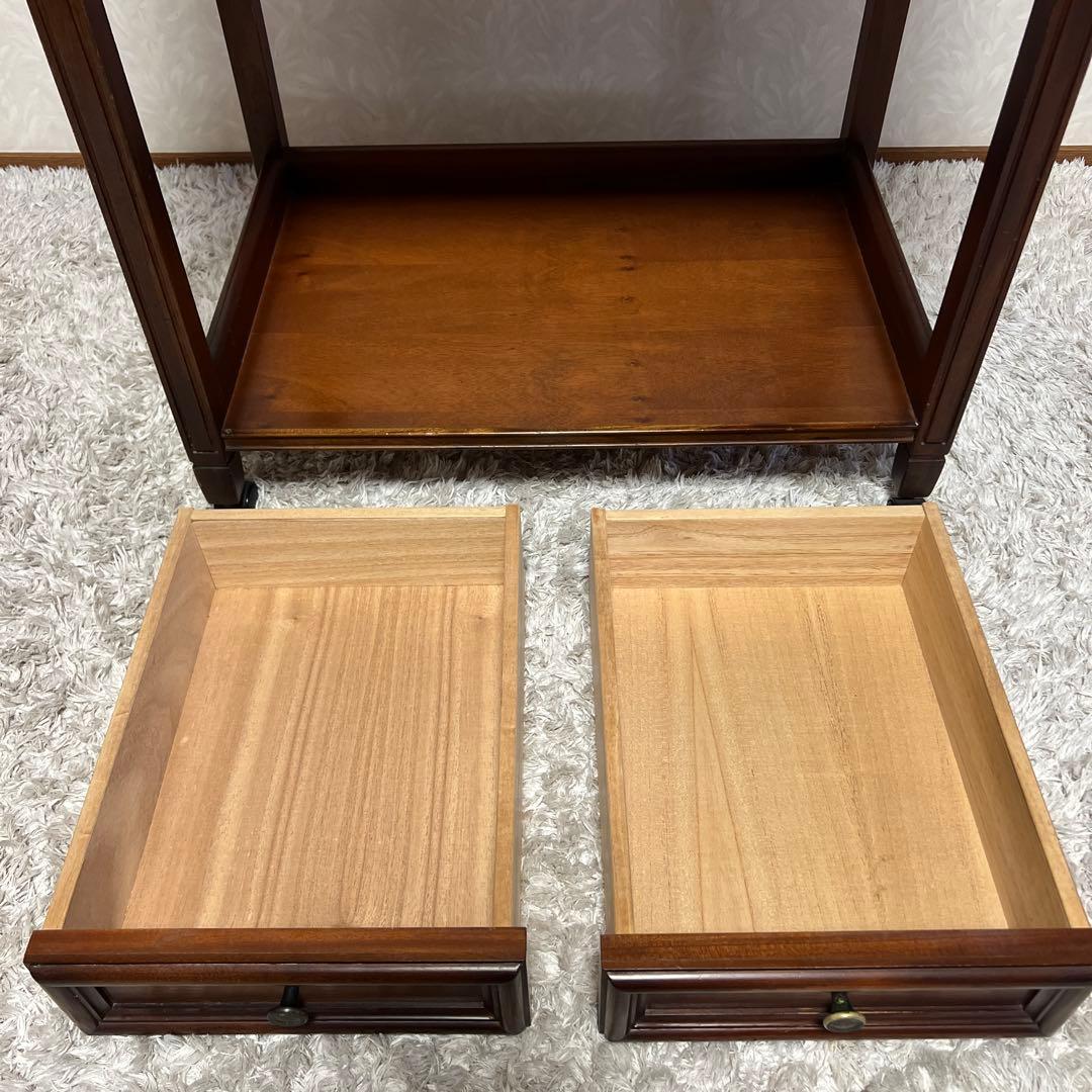 木製 アンティーク調 ワゴン キッチンワゴン　サイドワゴン キャスター レトロ