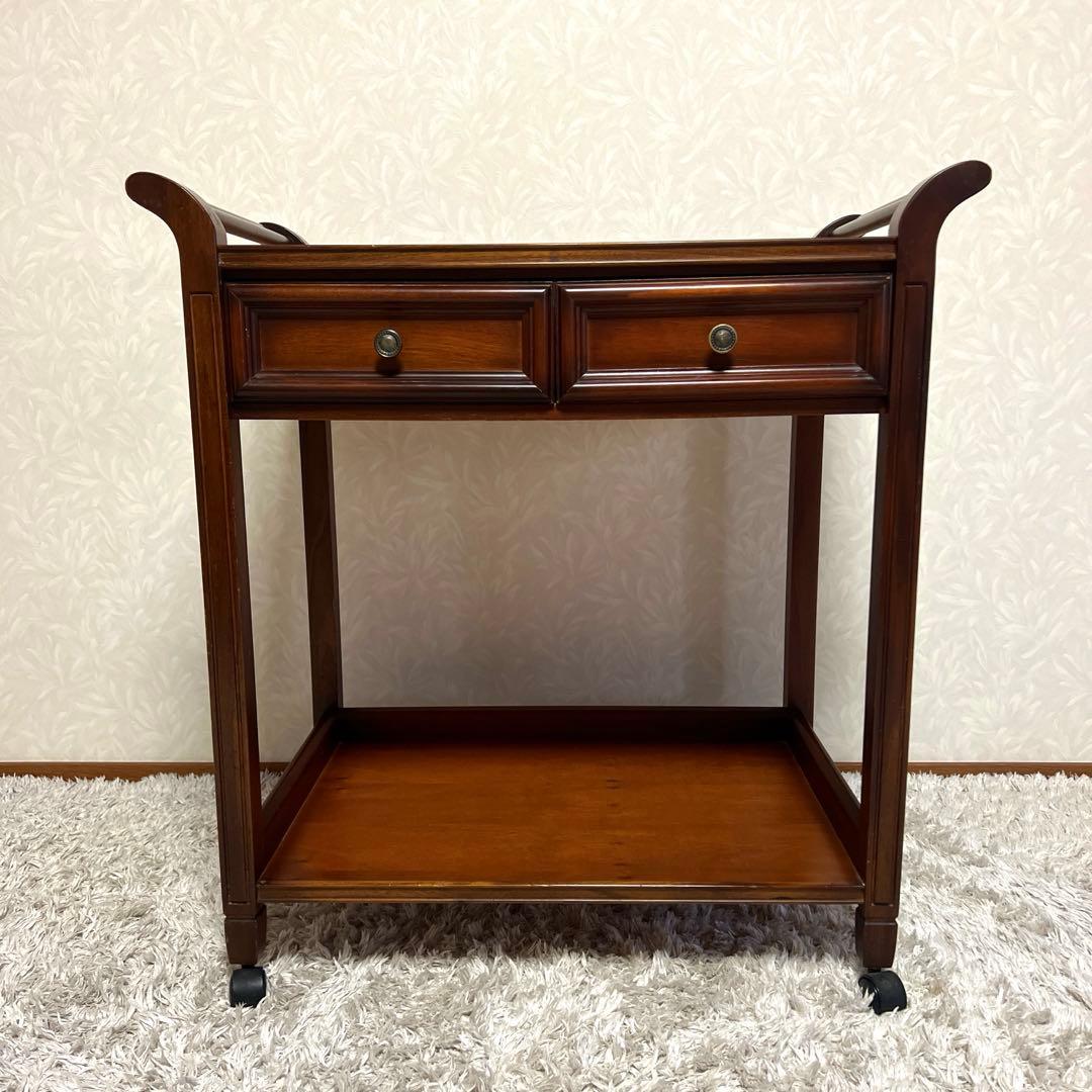 木製 アンティーク調 ワゴン キッチンワゴン　サイドワゴン キャスター レトロ