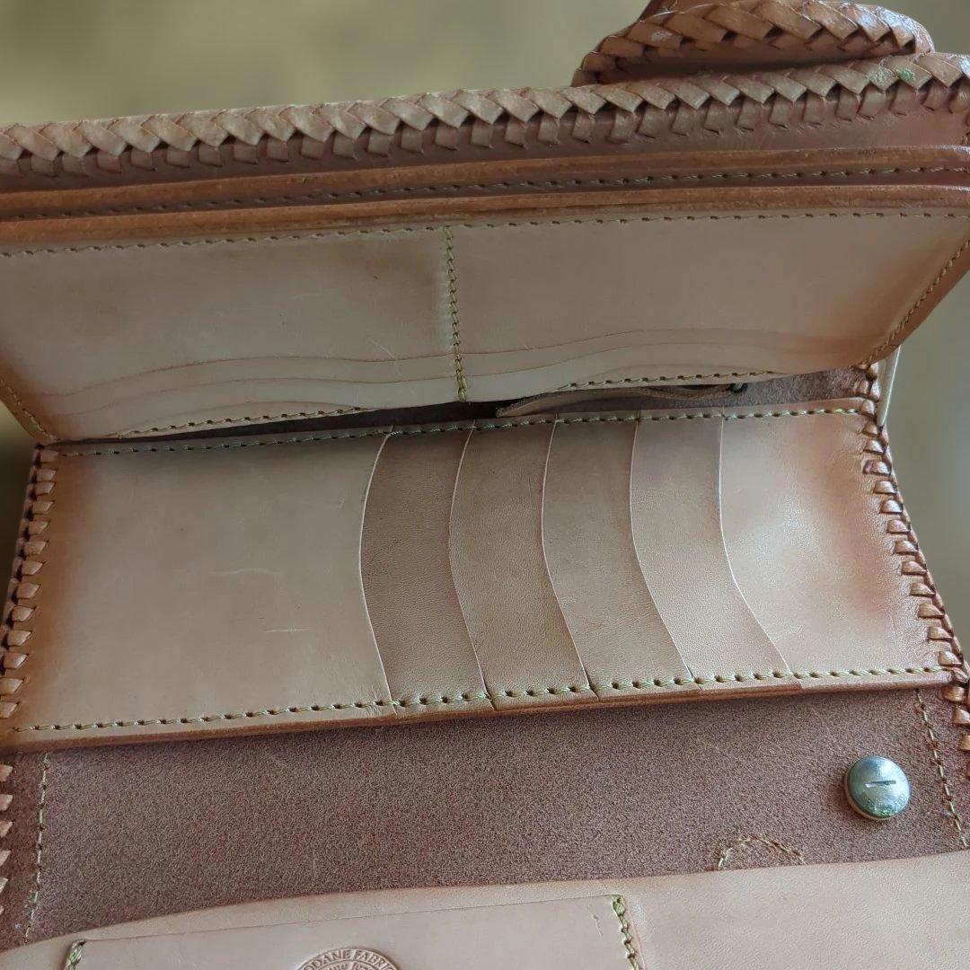 GODANEレザー編み込み長財布 ベージュ