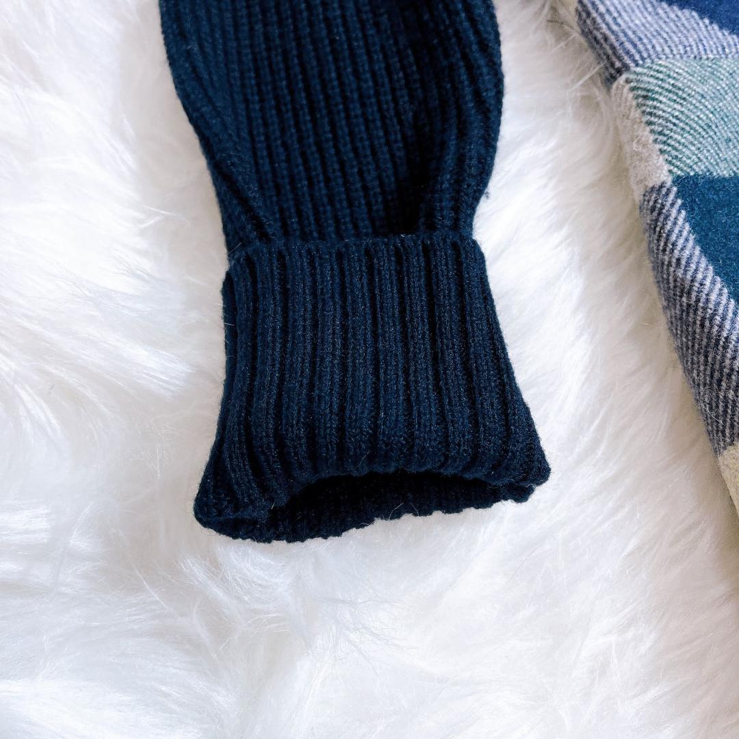 ブルーレーベルクレストブリッジ ケーブル編み メガチェック ストラップレザー