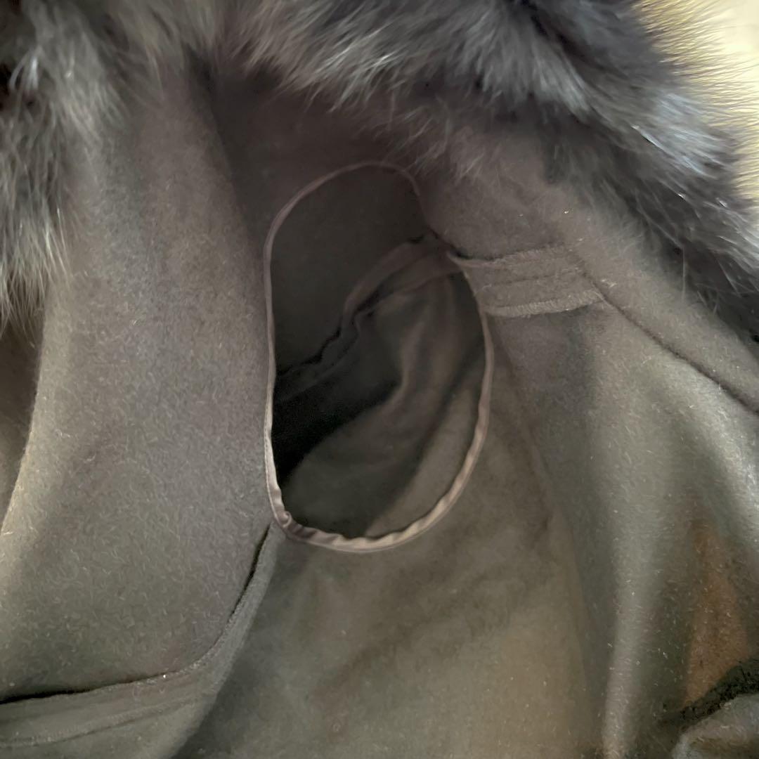 フォックスファー カシミア100% ポンチョ ケープ ブラック