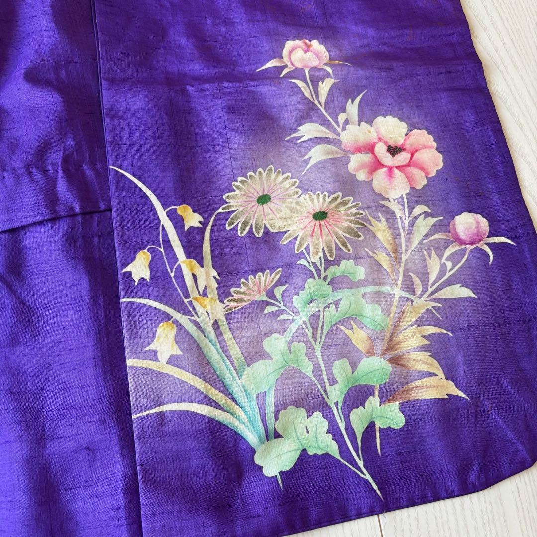 アンティーク着物　七五三 子供　紫　チューリップ