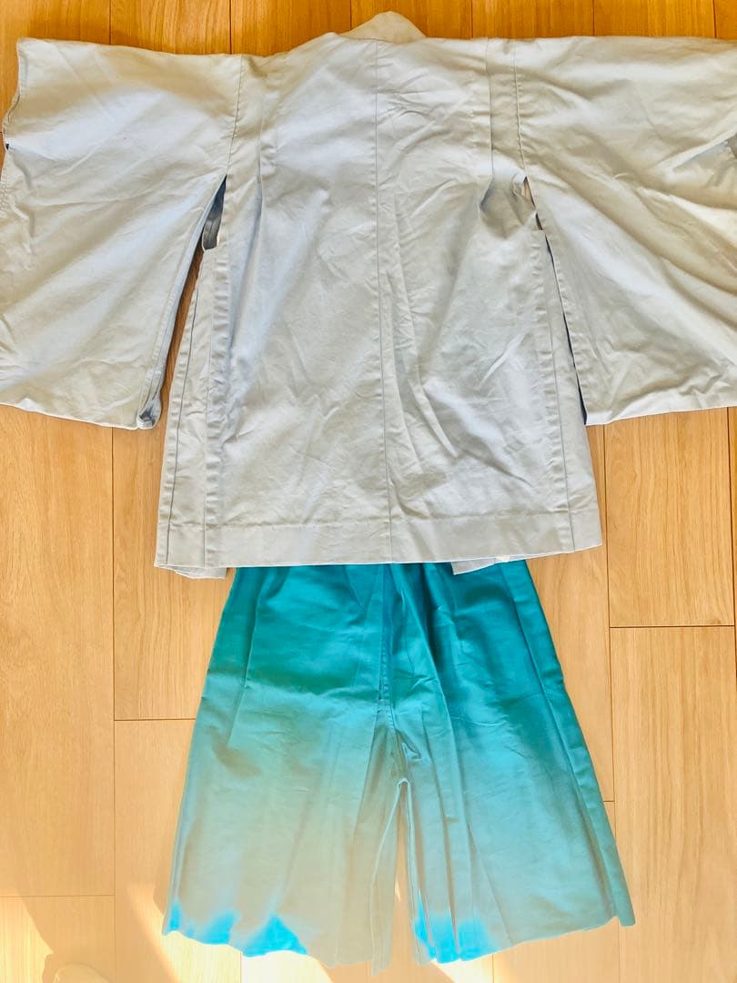 七五三着物水色と青緑の袴セット