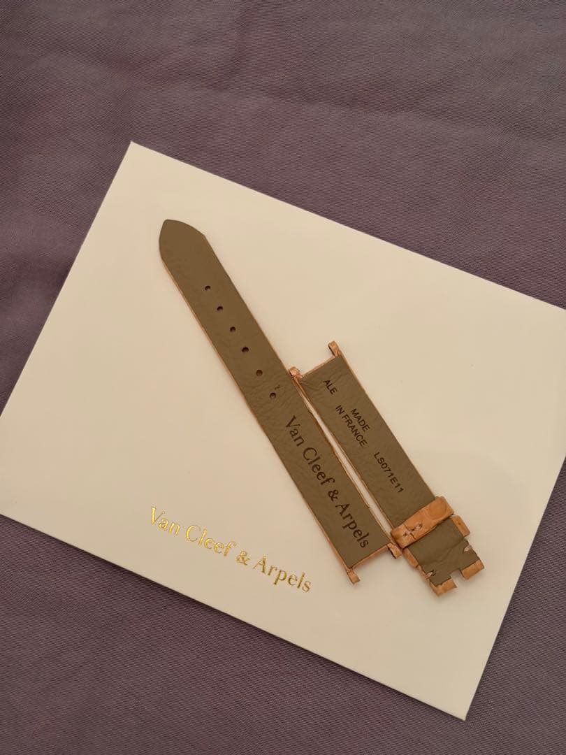 ヴァンクリ　時計ベルト　純正　クロコ　ピンクベージュ