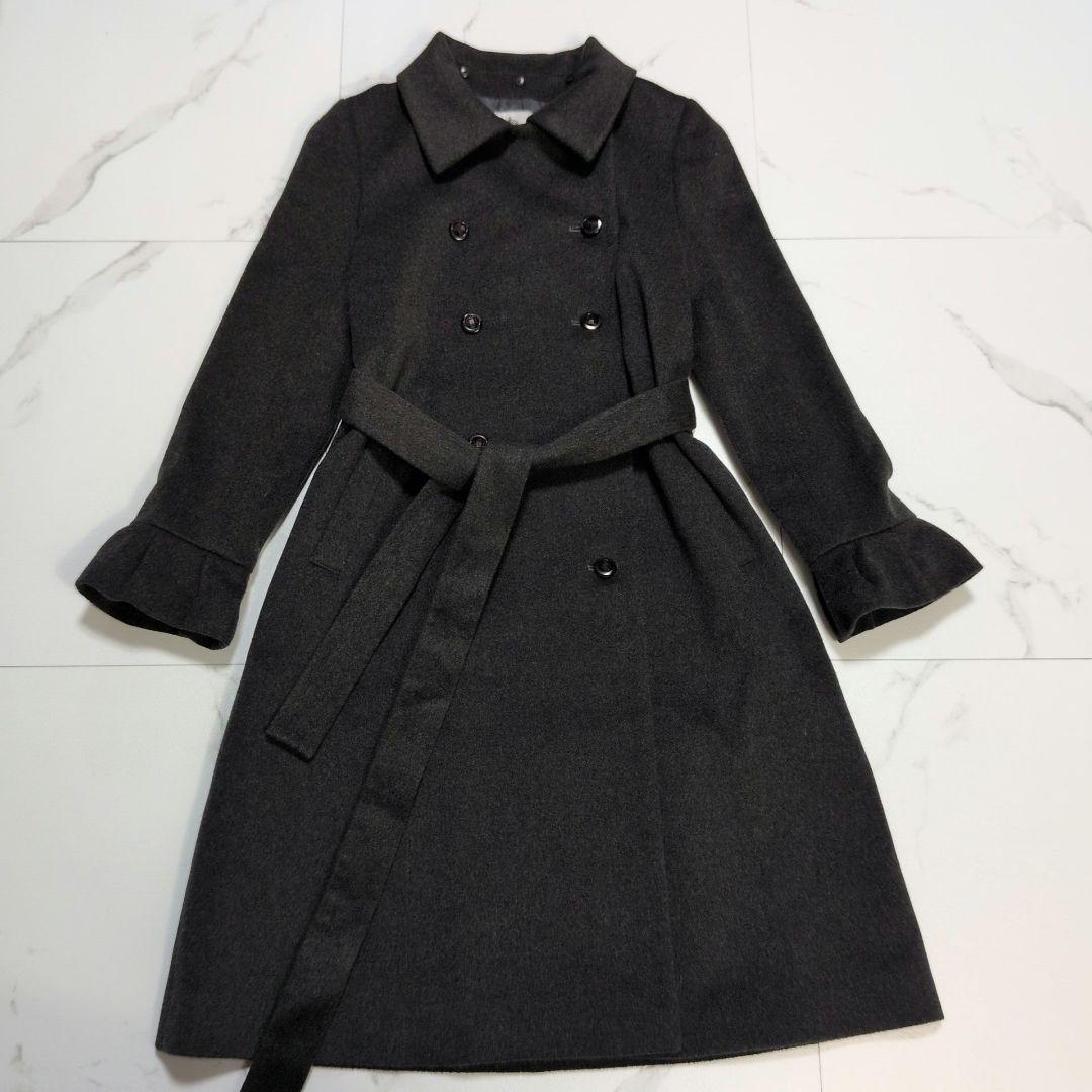 オースチンリード カシミヤ100 フォックスファー ロングコート ダブル ベルト