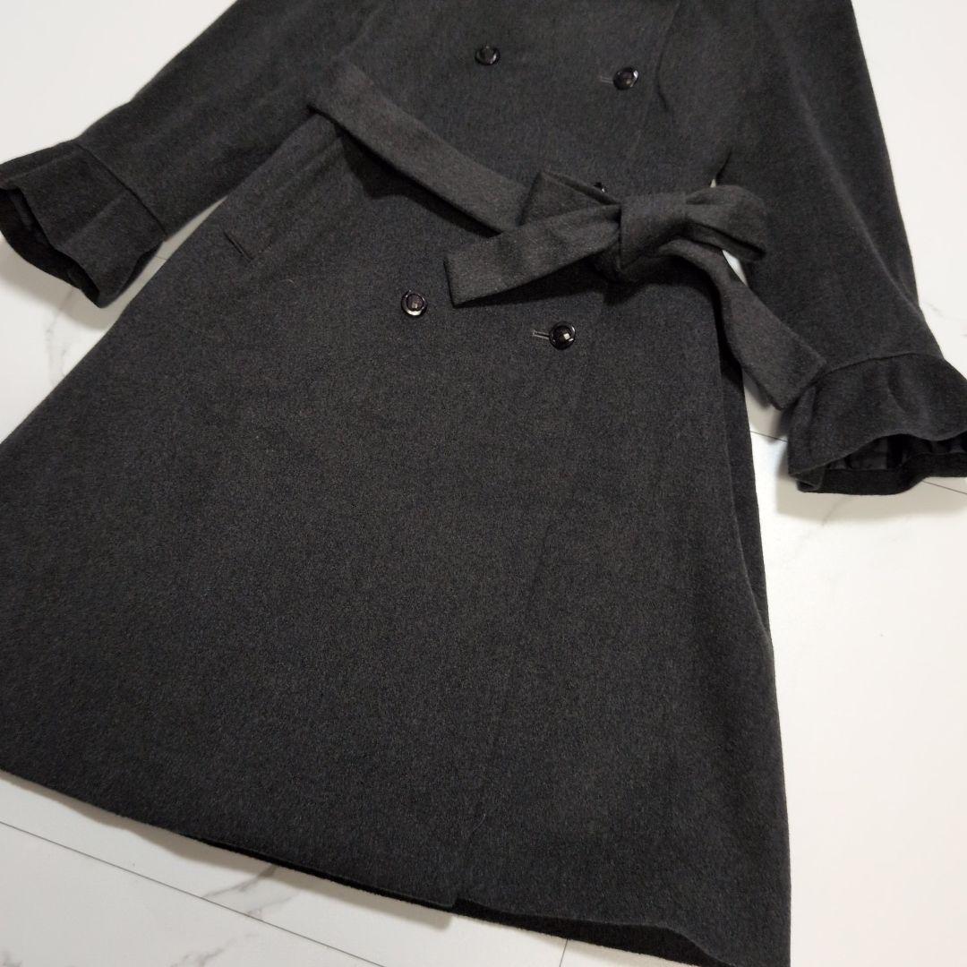 オースチンリード カシミヤ100 フォックスファー ロングコート ダブル ベルト