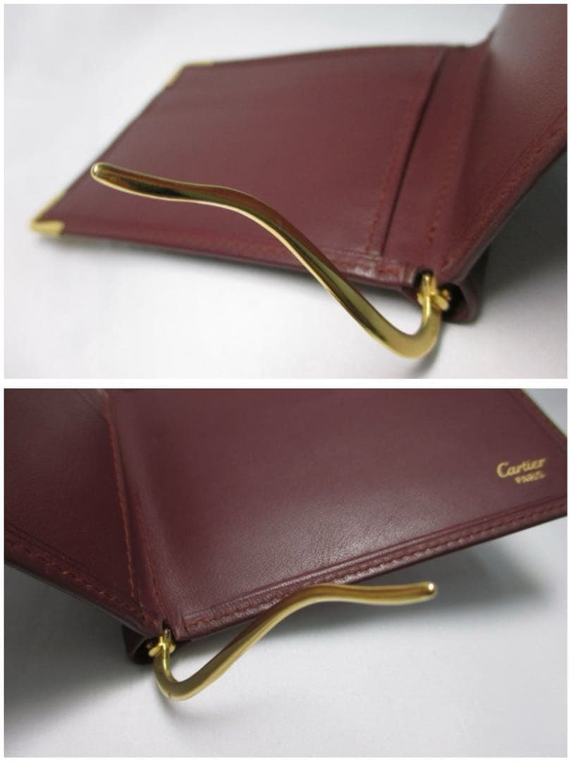 カルティエ 二つ折りマネークリップ 札入れ マネークリップ ボルドー エンジ