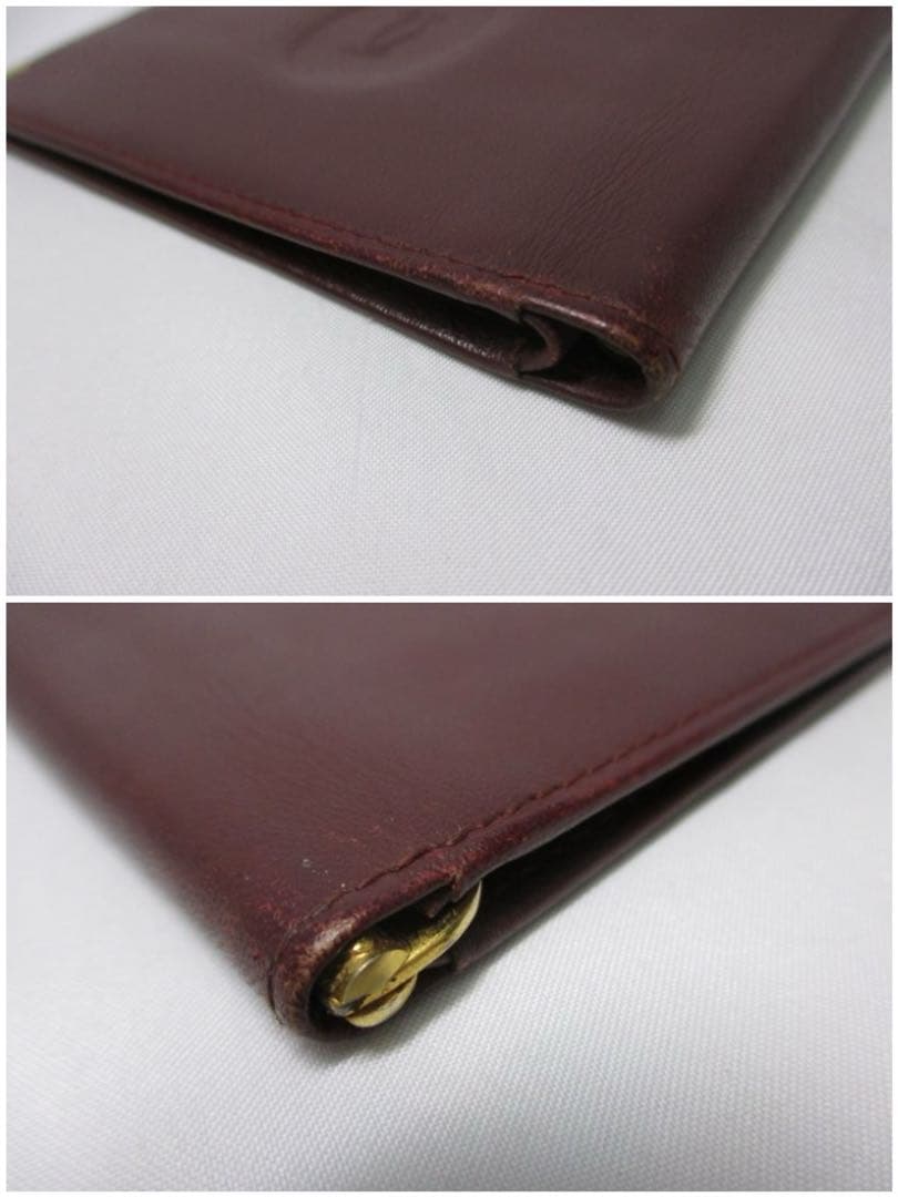 カルティエ 二つ折りマネークリップ 札入れ マネークリップ ボルドー エンジ